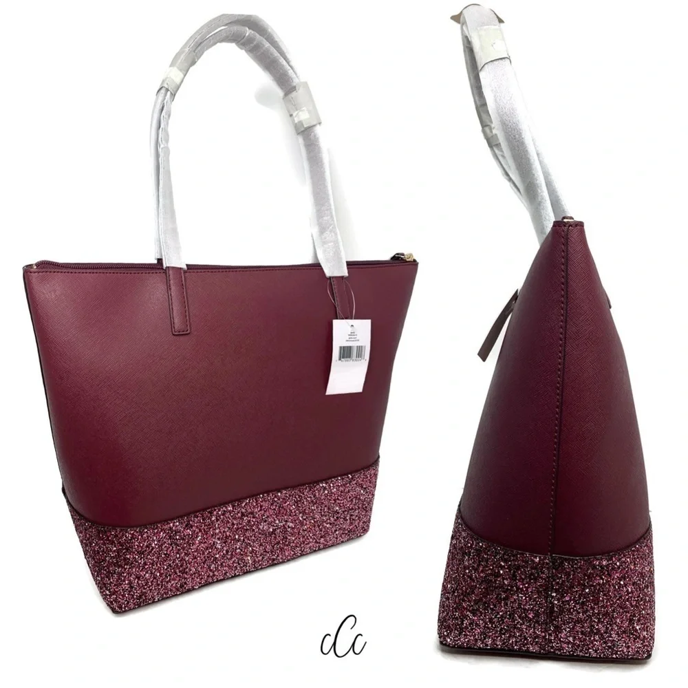 Kate Spade Cherrywood Greta Court Glitter Tote NWT